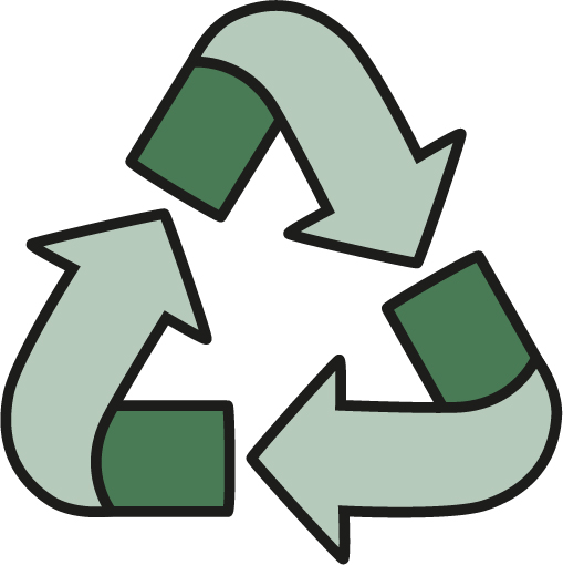 Recycling symbol in green shades